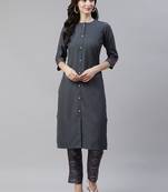 Grey plain rayon kurtas-and-kurtis