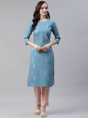 Blue printed rayon kurtas-and-kurtis 1