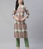 Green printed rayon kurtas-and-kurtis