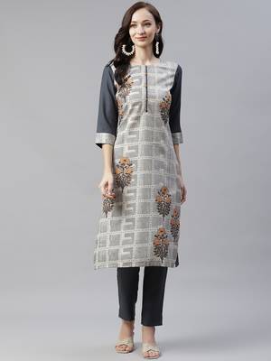 Grey printed rayon kurtas-and-kurtis 1