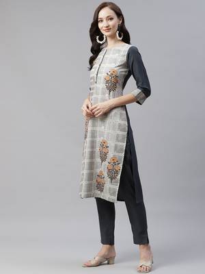Grey printed rayon kurtas-and-kurtis 2