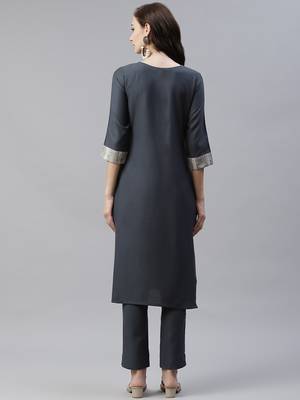 Grey printed rayon kurtas-and-kurtis 3