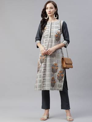 Grey printed rayon kurtas-and-kurtis 5