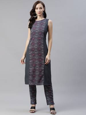 Grey printed rayon kurtas-and-kurtis 1