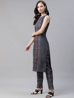 Grey printed rayon kurtas-and-kurtis 2