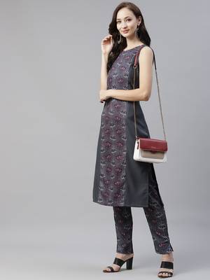 Grey printed rayon kurtas-and-kurtis 5