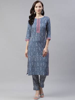 Blue printed rayon kurtas-and-kurtis 1