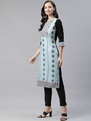 Blue printed rayon kurtas-and-kurtis 2