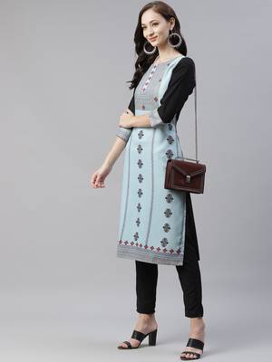 Blue printed rayon kurtas-and-kurtis 5