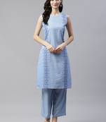 Blue printed rayon kurtas-and-kurtis