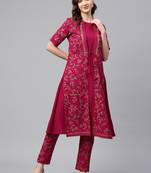 Pink printed crepe kurtas-and-kurtis