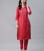 Pink printed art silk kurtas-and-kurtis