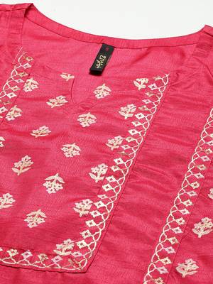 Pink printed art silk kurtas-and-kurtis 3