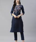 Navy-blue printed rayon kurtas-and-kurtis