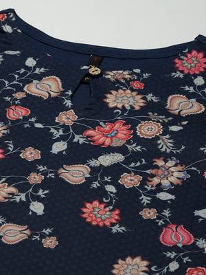 Navy-blue printed rayon kurtas-and-kurtis 4