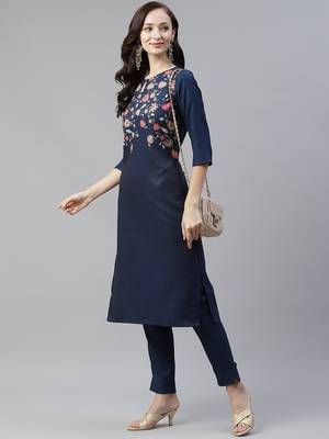 Navy-blue printed rayon kurtas-and-kurtis 5