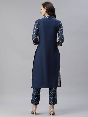 Navy-blue printed rayon kurtas-and-kurtis 3