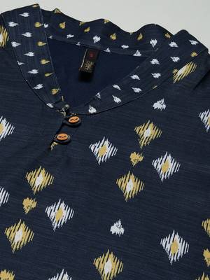 Navy-blue printed rayon kurtas-and-kurtis 4