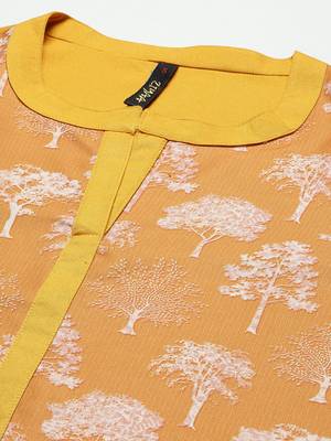 Mustard printed rayon kurtas-and-kurtis 4