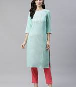 Green printed rayon kurtas-and-kurtis