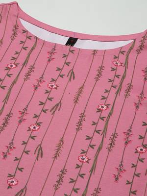 Pink printed rayon kurtas-and-kurtis 4