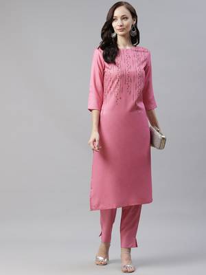 Pink printed rayon kurtas-and-kurtis 5