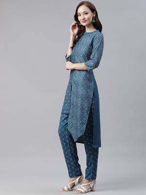 Blue printed rayon kurtas-and-kurtis 2