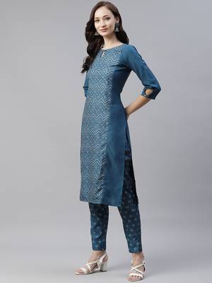 Blue printed rayon kurtas-and-kurtis 2