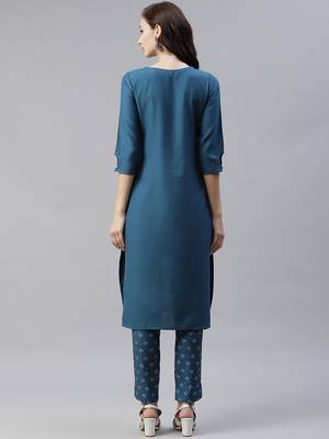 Blue printed rayon kurtas-and-kurtis 3