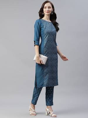 Blue printed rayon kurtas-and-kurtis 5