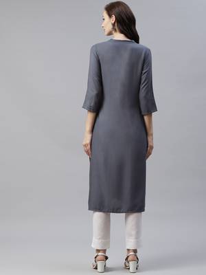 Grey printed rayon kurtas-and-kurtis 3