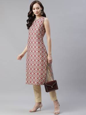 Multicolor printed art silk kurtas-and-kurtis 5
