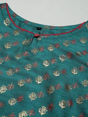Green printed art silk kurtas-and-kurtis 4
