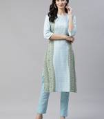 Blue printed rayon kurtas-and-kurtis