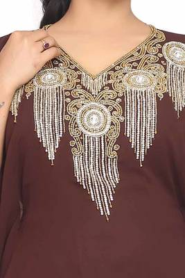 Dubai Kaftan Women Dress Moroccan Caftan Very Fancy Kaftans Georgette Long Gown African Arabian Islamic 2