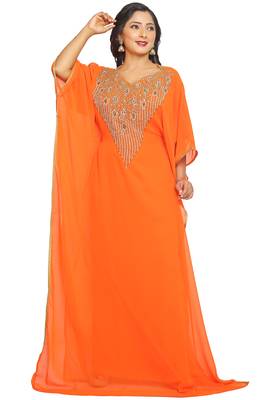 Dubai Kaftan Women Dress Moroccan Caftan Very Fancy Kaftans Farasha Georgette Long Gown African 1