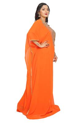 Dubai Kaftan Women Dress Moroccan Caftan Very Fancy Kaftans Farasha Georgette Long Gown African 3
