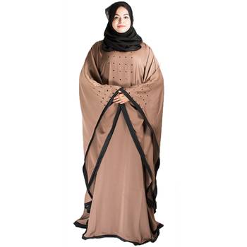 Beige plain art silk abaya 1