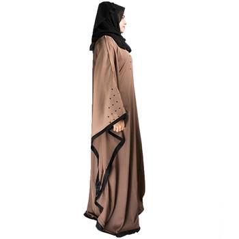 Beige plain art silk abaya 3