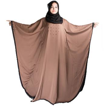Beige plain art silk abaya 5