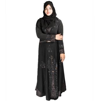 Black brasso polyester abaya 1