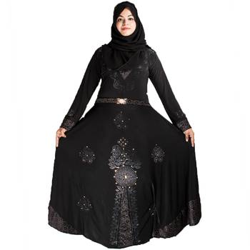 Black brasso polyester abaya 5