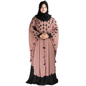 Beige plain art silk abaya 1