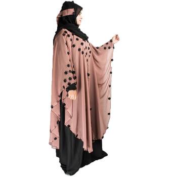 Beige plain art silk abaya 2
