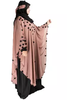Beige plain art silk abaya