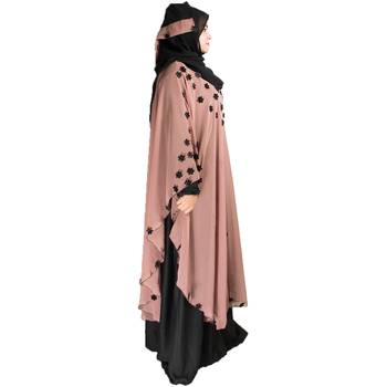 Beige plain art silk abaya 3