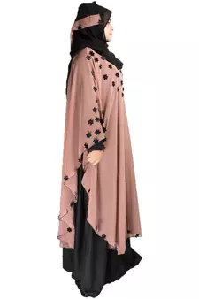 Beige plain art silk abaya