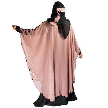 Beige plain art silk abaya 4