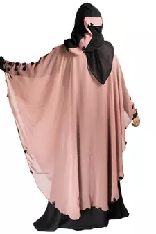 Beige plain art silk abaya