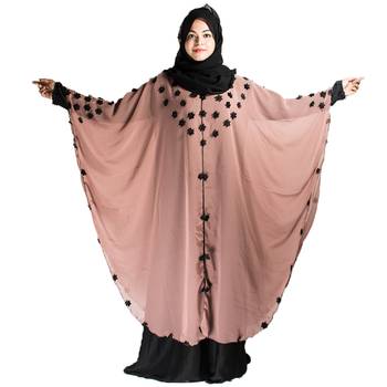 Beige plain art silk abaya 5